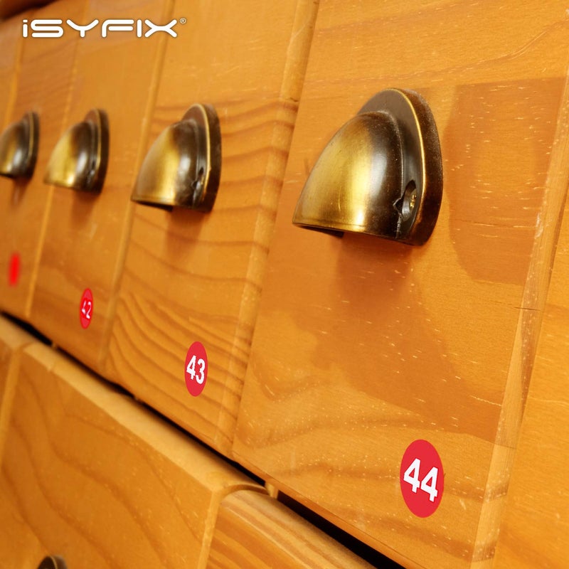 iSYFIX Red Consecutive Number Stickers â€“ 1 to 50, 1-inch, 1 Set â€“ Vinyl Self Adhesive Premium Decal, Ideal for Inventory, Storage, Organizing, Boxes, Bins, Toolbox, Lockers & More, Indoor/Outdoor - Image 4